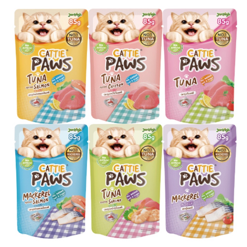 Cattie Paws 小P 抓抓貓餐包 85g-隨機口味12包/盒
