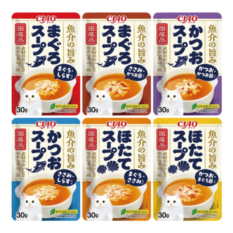 CIAO 鮪魚鰹魚扇貝餐包30g-隨機口味 16包/盒