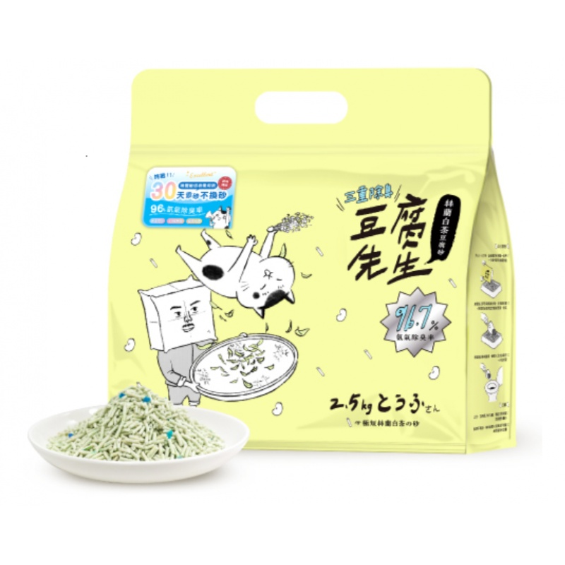 豆腐先生 絲蘭白茶豆腐砂 2.5kg（三重除臭新配方）